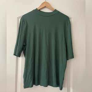 Green Ribbed Mock Neck Top